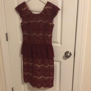 Anthropology Dress• Red Lace • plume